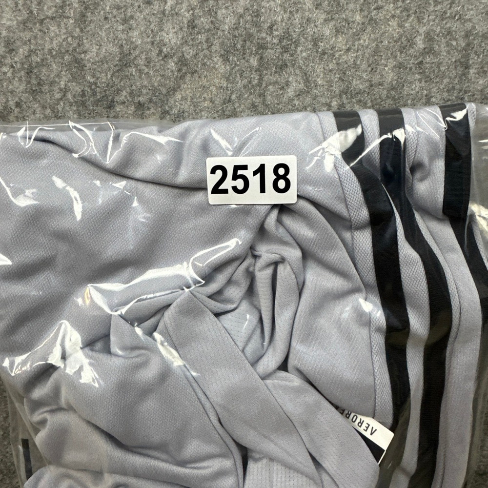 Adidas Shorts Mens 3XLT Silver M 3S SHO Aeroready Primeblue 3-Stripe HC6867 - Picture 10 of 10